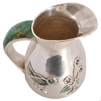 Mid-Century Modern Mexican Taxco Los Castillo Silver Malachite Pitcher / Jug, circa 1960