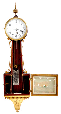 Antique American Waterbury Willard 8 day Eglomise "Aurora" #6 Banjo Clock, circa 1908