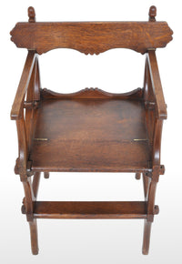 Antique Gothic Revival Arts & Crafts Metamorphic Oak Library Steps/Chair, A.W. Pugin, Circa 1860