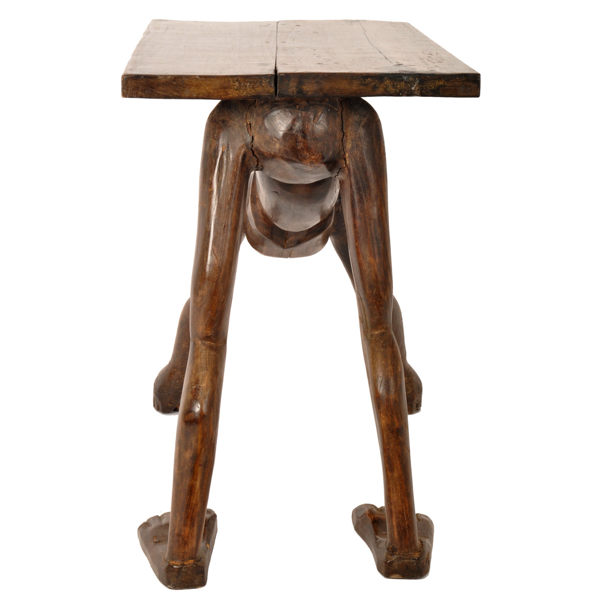 Antique West African Benin Tribal Yoruba Carved Figural Ceremonial Table / Stool, circa 1920