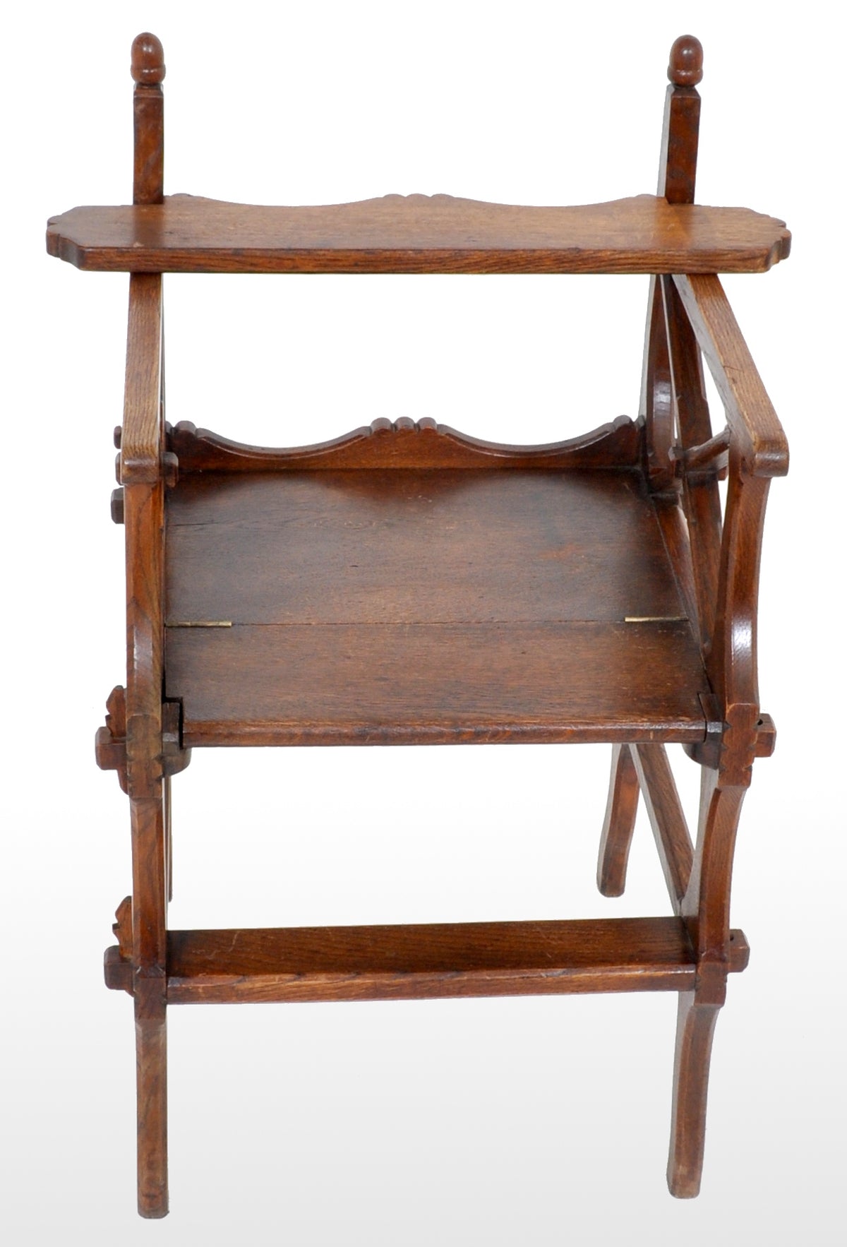 Antique Gothic Revival Arts & Crafts Metamorphic Oak Library Steps/Chair, A.W. Pugin, Circa 1860