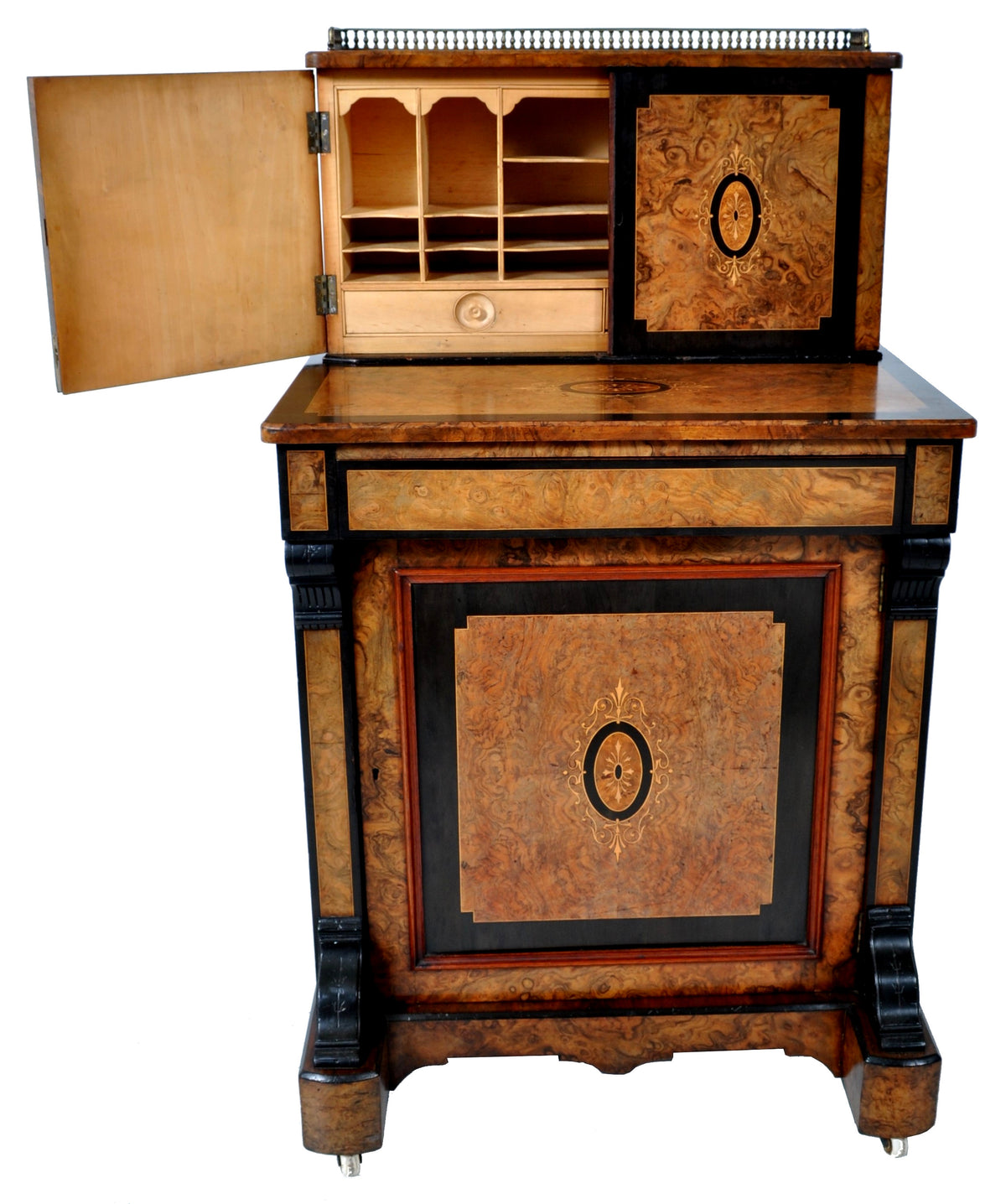 Antique Circassian Walnut Inlaid Aesthetic Movement Bonheur du Jour/Writing Desk, Circa 1880