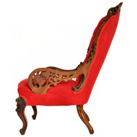 Antique American Laminated & Carved Rococco Armchair, John Belter Meeks NY 1850s