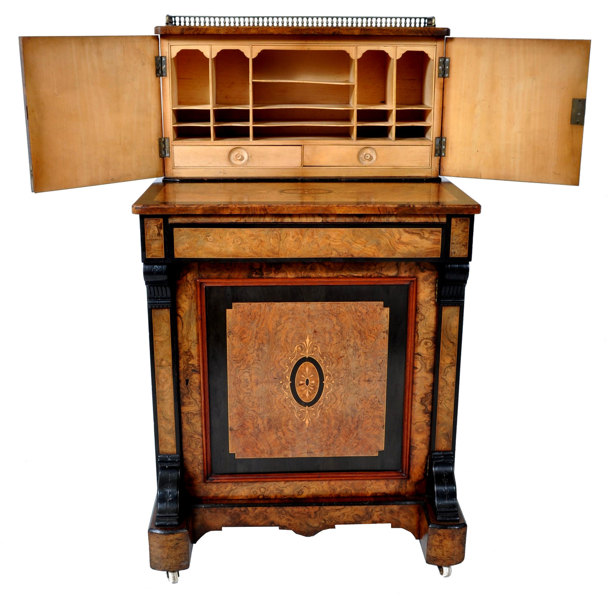 Antique Circassian Walnut Inlaid Aesthetic Movement Bonheur du Jour/Writing Desk, Circa 1880