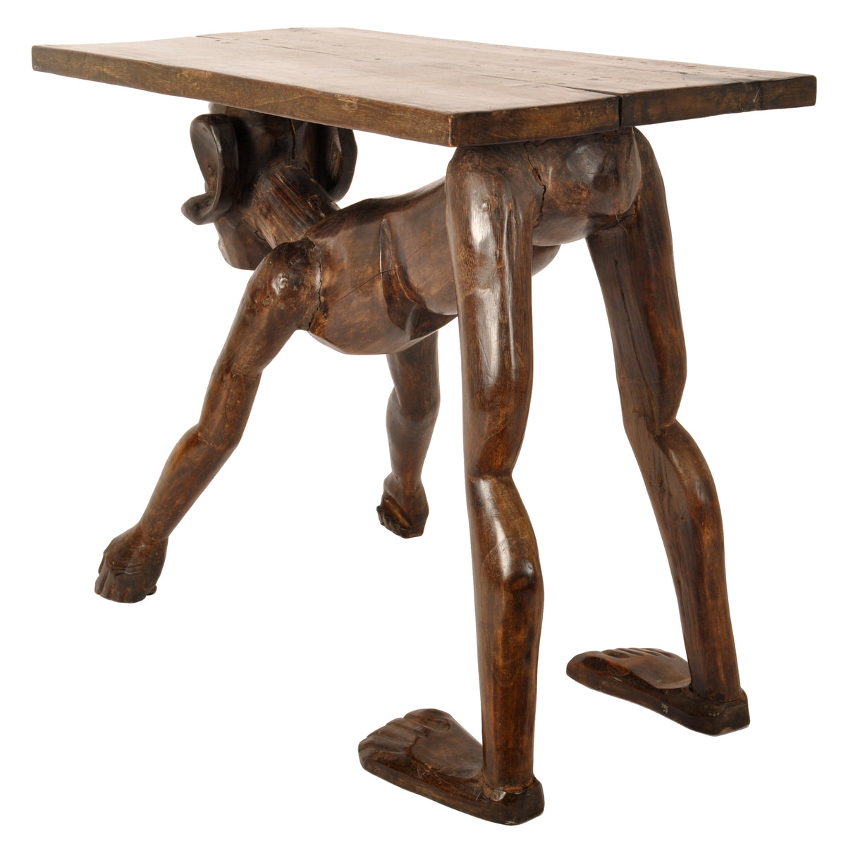 Antique West African Benin Tribal Yoruba Carved Figural Ceremonial Table / Stool, circa 1920