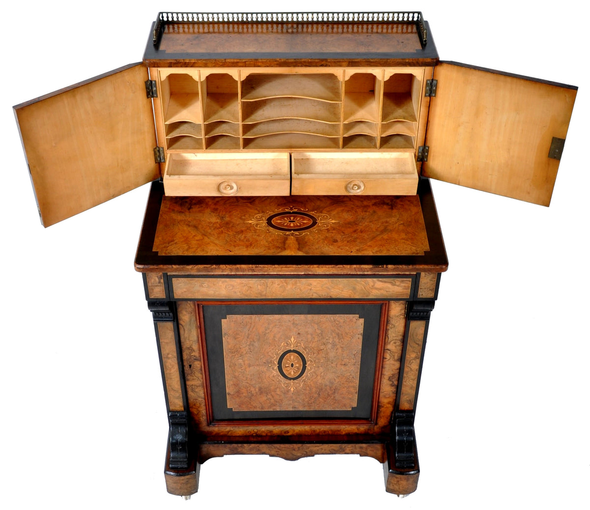 Antique Circassian Walnut Inlaid Aesthetic Movement Bonheur du Jour/Writing Desk, Circa 1880