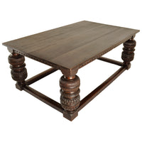 Antique Elizabethan Tudor Carved Oak Refectory Dining Console Serving Table, Circa 1580