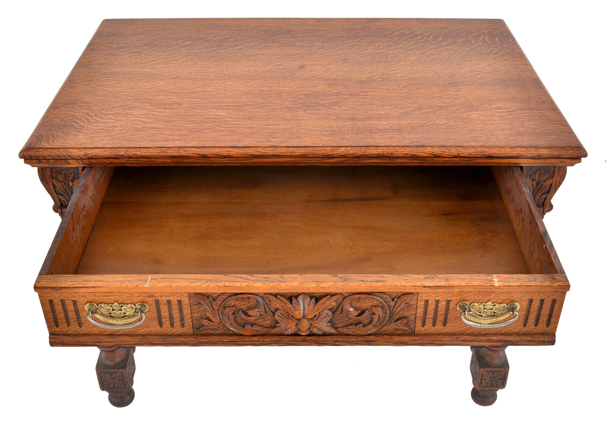 Antique American Arts & Crafts Oak Library / Writing Table / Desk, Circa 1890