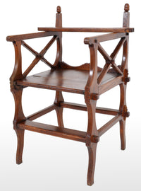 Antique Gothic Revival Arts & Crafts Metamorphic Oak Library Steps/Chair, A.W. Pugin, Circa 1860