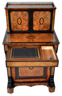 Antique Circassian Walnut Inlaid Aesthetic Movement Bonheur du Jour/Writing Desk, Circa 1880