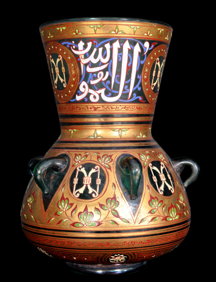 Antique French Islamic Glass Enamel Gilt Mamluk Revival Mosque Lamp, Phillippe-Joseph Brocard (1831-1896), circa 1880