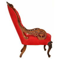 Antique American Laminated & Carved Rococco Armchair, John Belter Meeks NY 1850s