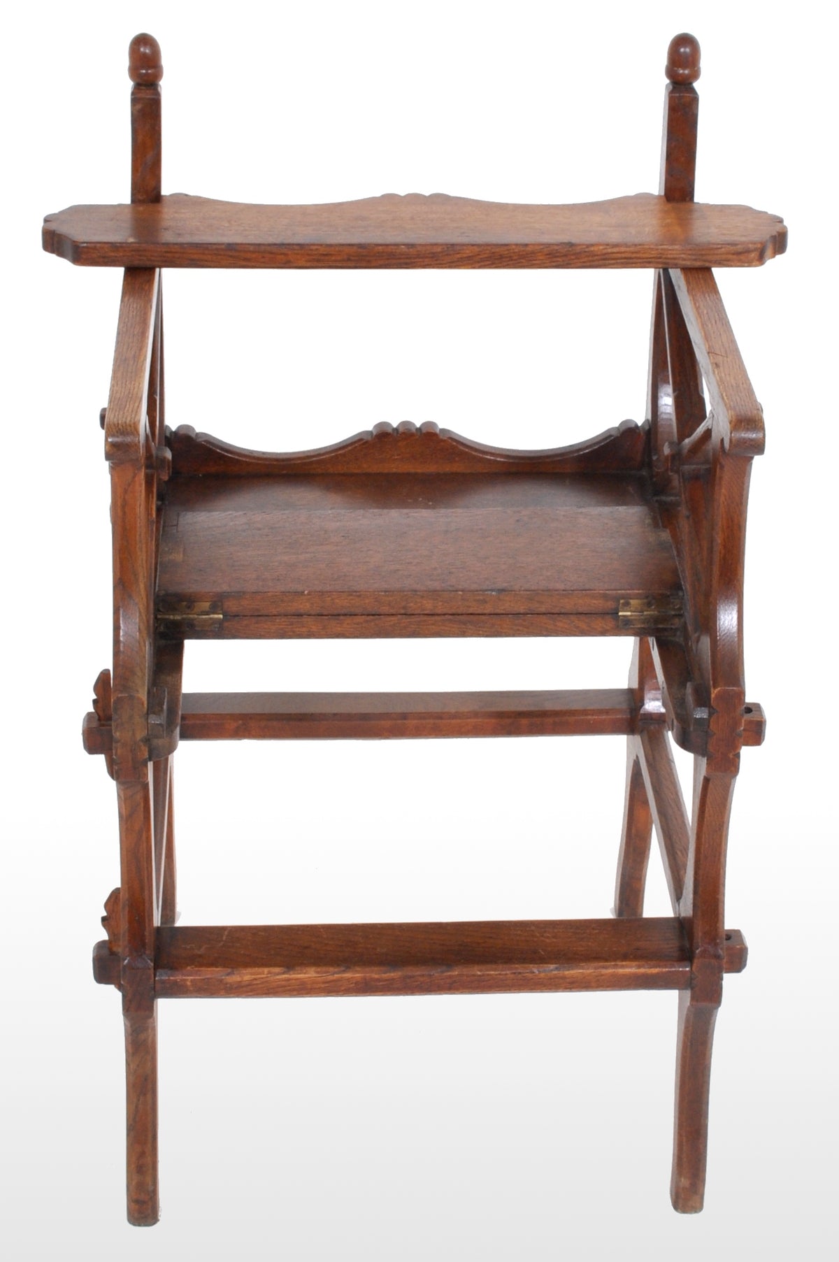Antique Gothic Revival Arts & Crafts Metamorphic Oak Library Steps/Chair, A.W. Pugin, Circa 1860