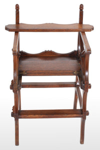 Antique Gothic Revival Arts & Crafts Metamorphic Oak Library Steps/Chair, A.W. Pugin, Circa 1860