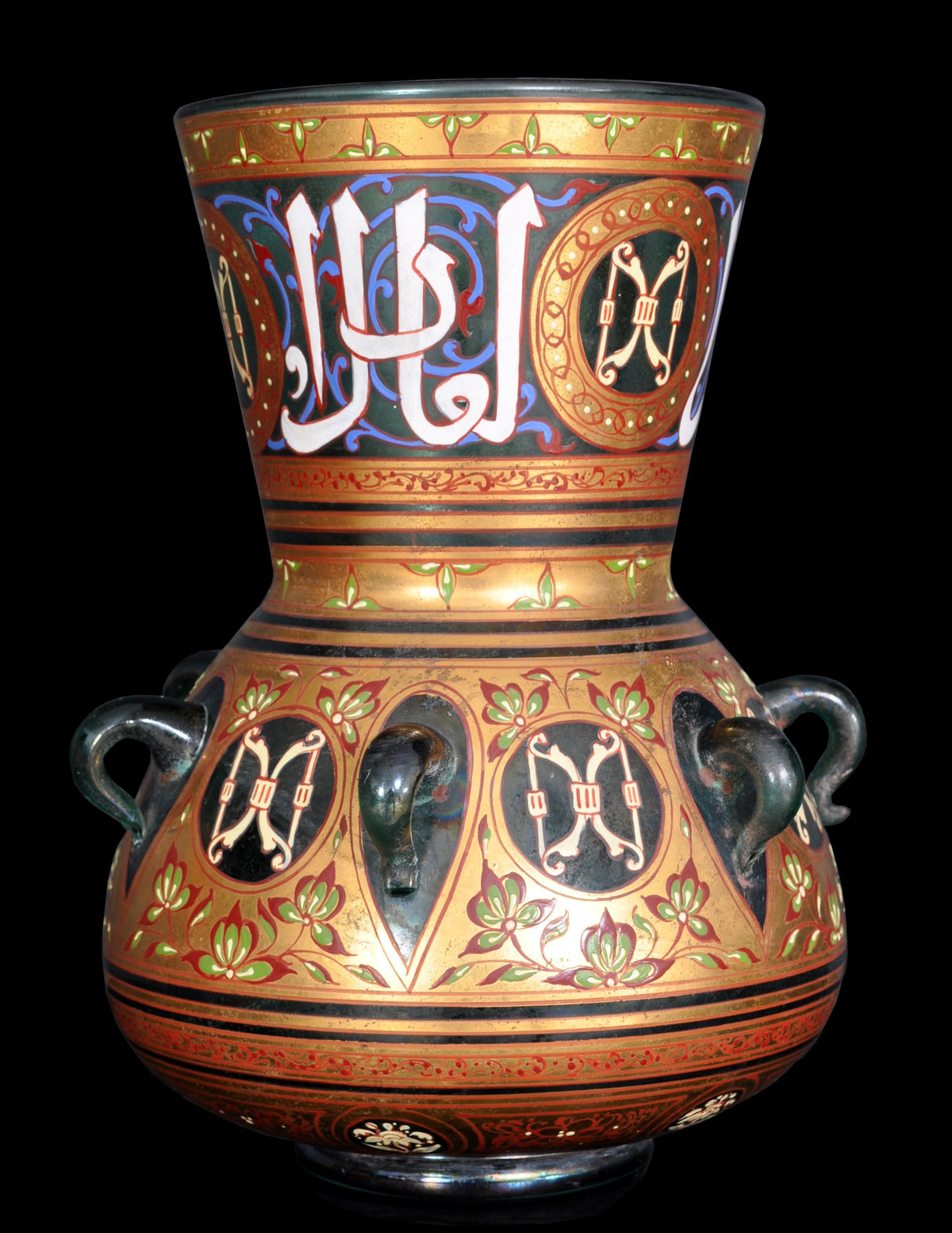 Antique French Islamic Glass Enamel Gilt Mamluk Revival Mosque Lamp, Phillippe-Joseph Brocard (1831-1896), circa 1880