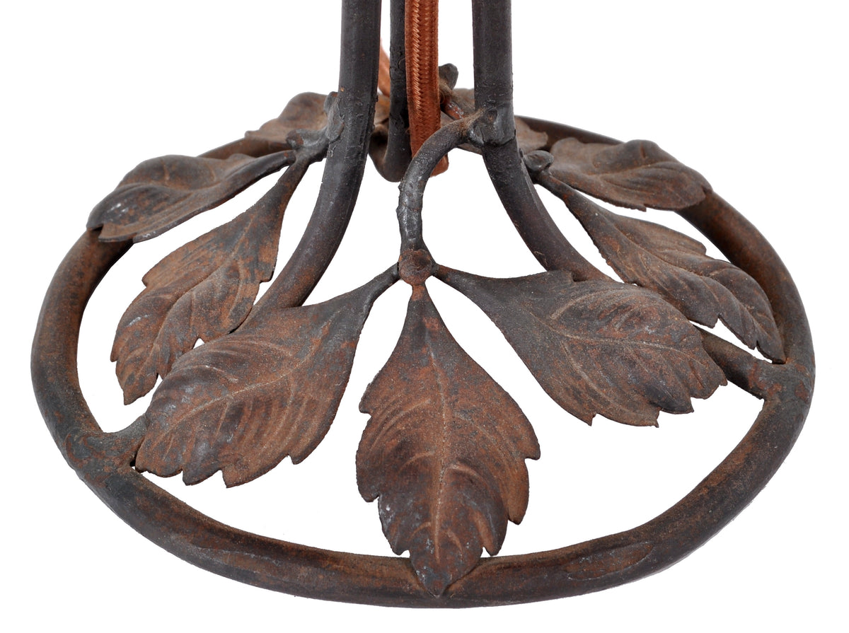 Antique French Art Deco 'Mushroom' Edgar Brandt Wrought Iron Daum Table Lamp, circa 1920