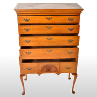 Antique American Queen Anne Connecticut Maple Highboy Chest On Stand, circa 1760