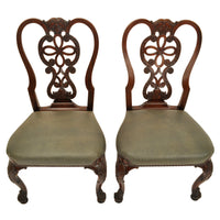 Pair of Antique 19th Century Carved Mahogany Georgian Chippendale Side Chairs, circa 1880