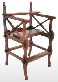 Antique Gothic Revival Arts & Crafts Metamorphic Oak Library Steps/Chair, A.W. Pugin, Circa 1860