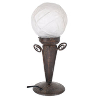Antique French Art Deco Table Lamp Wrought Iron Daum Glass by Edgar Brandt, circa 1920