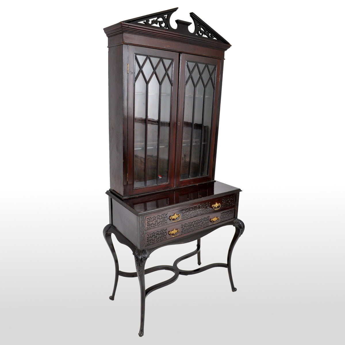 Antique English Ebonized Empire Style Cabinet/Hutch, Circa 1870