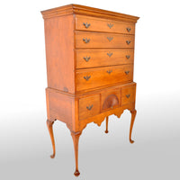 Antique American Queen Anne Connecticut Maple Highboy Chest On Stand, circa 1760