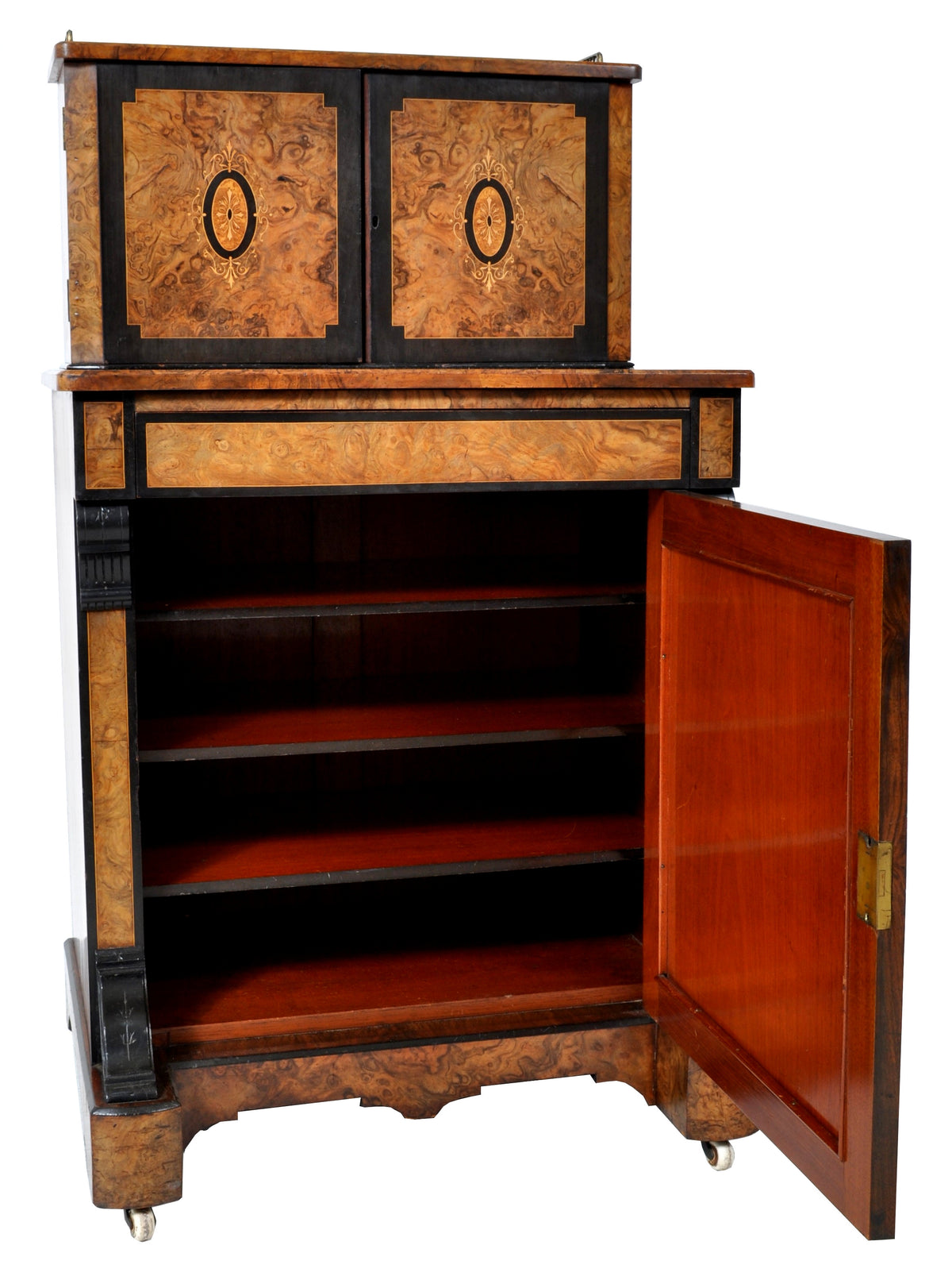 Antique Circassian Walnut Inlaid Aesthetic Movement Bonheur du Jour/Writing Desk, Circa 1880