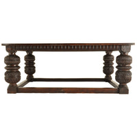 Antique Elizabethan Tudor Carved Oak Refectory Dining Console Serving Table, Circa 1580