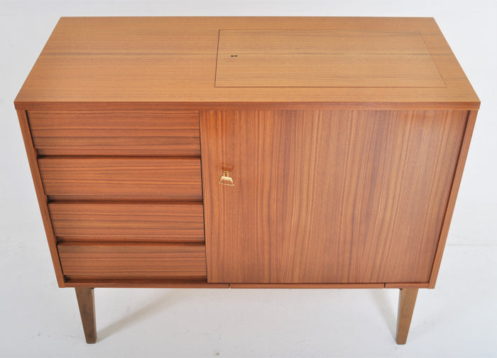 Mid-Century Modern Sewing Machine in Teak Cabinet by Bernina