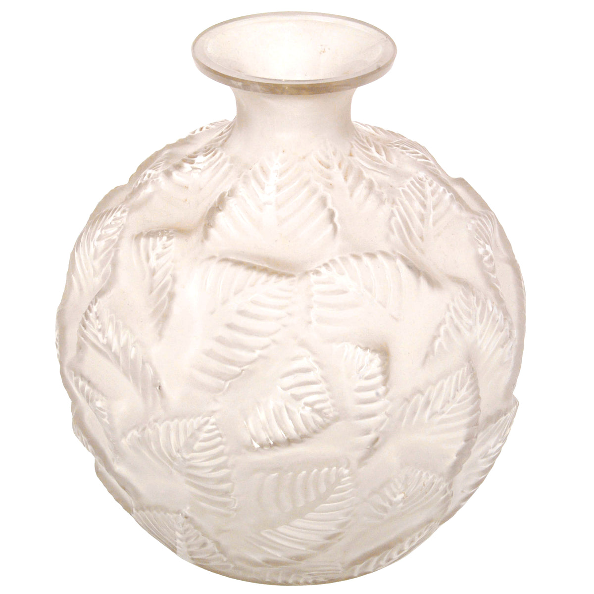 Antique French Art Deco Rene Lalique Clear Opalescent "Ormeaux" Glass Vase 1926