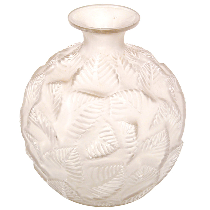 Antique French Art Deco Rene Lalique Clear Opalescent "Ormeaux" Glass Vase 1926
