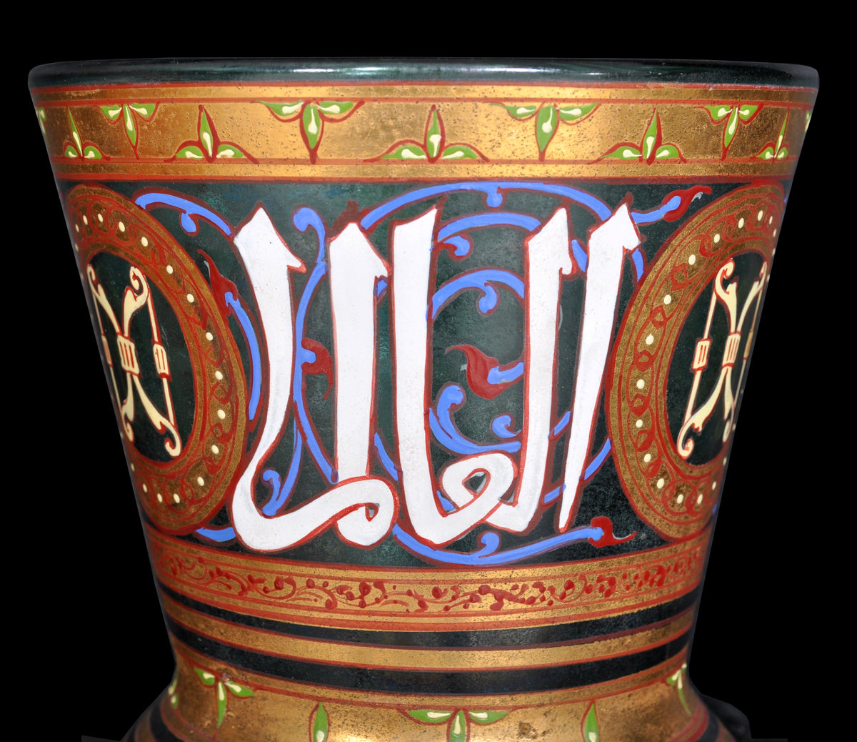 Antique French Islamic Glass Enamel Gilt Mamluk Revival Mosque Lamp, Phillippe-Joseph Brocard (1831-1896), circa 1880