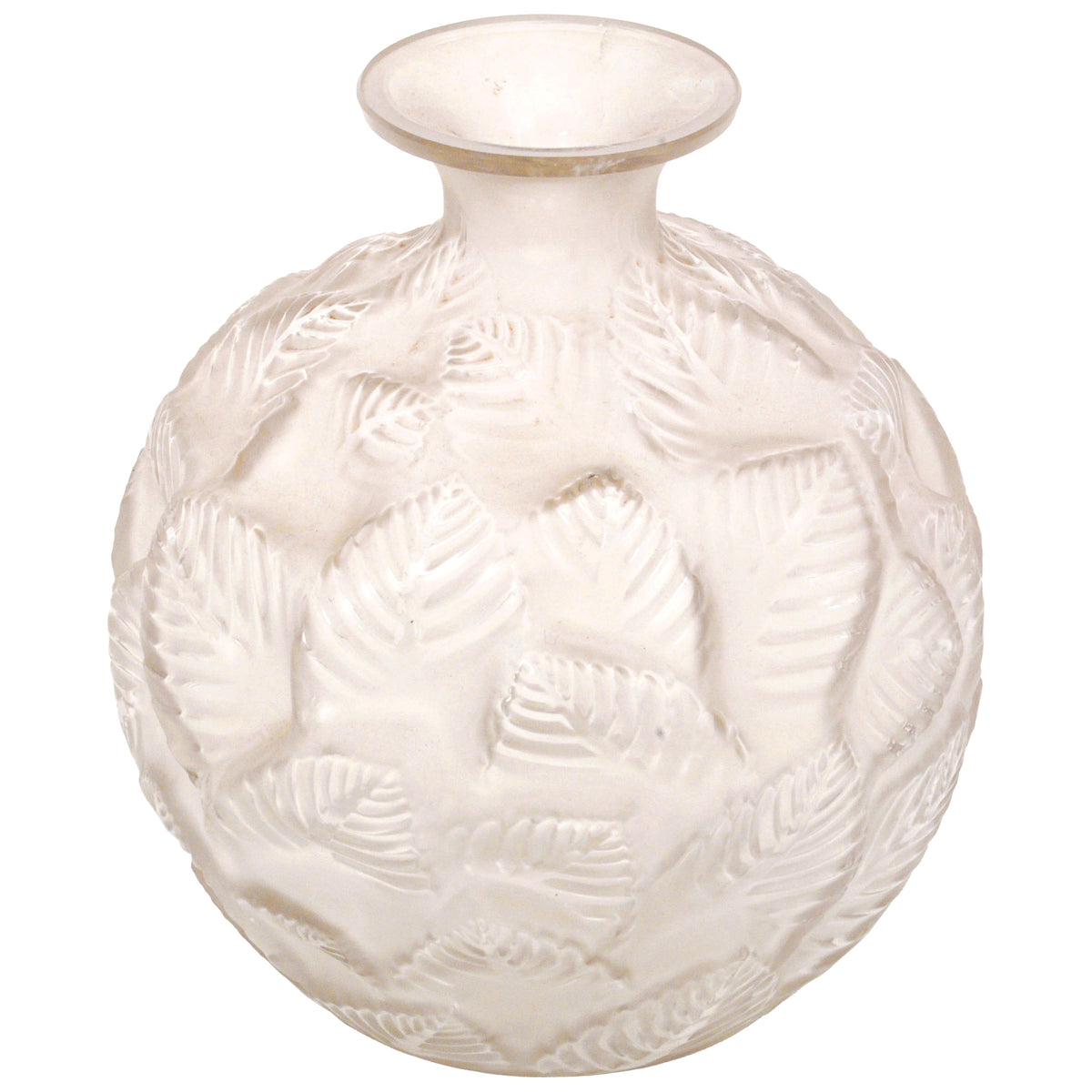 Antique French Art Deco Rene Lalique Clear Opalescent "Ormeaux" Glass Vase 1926