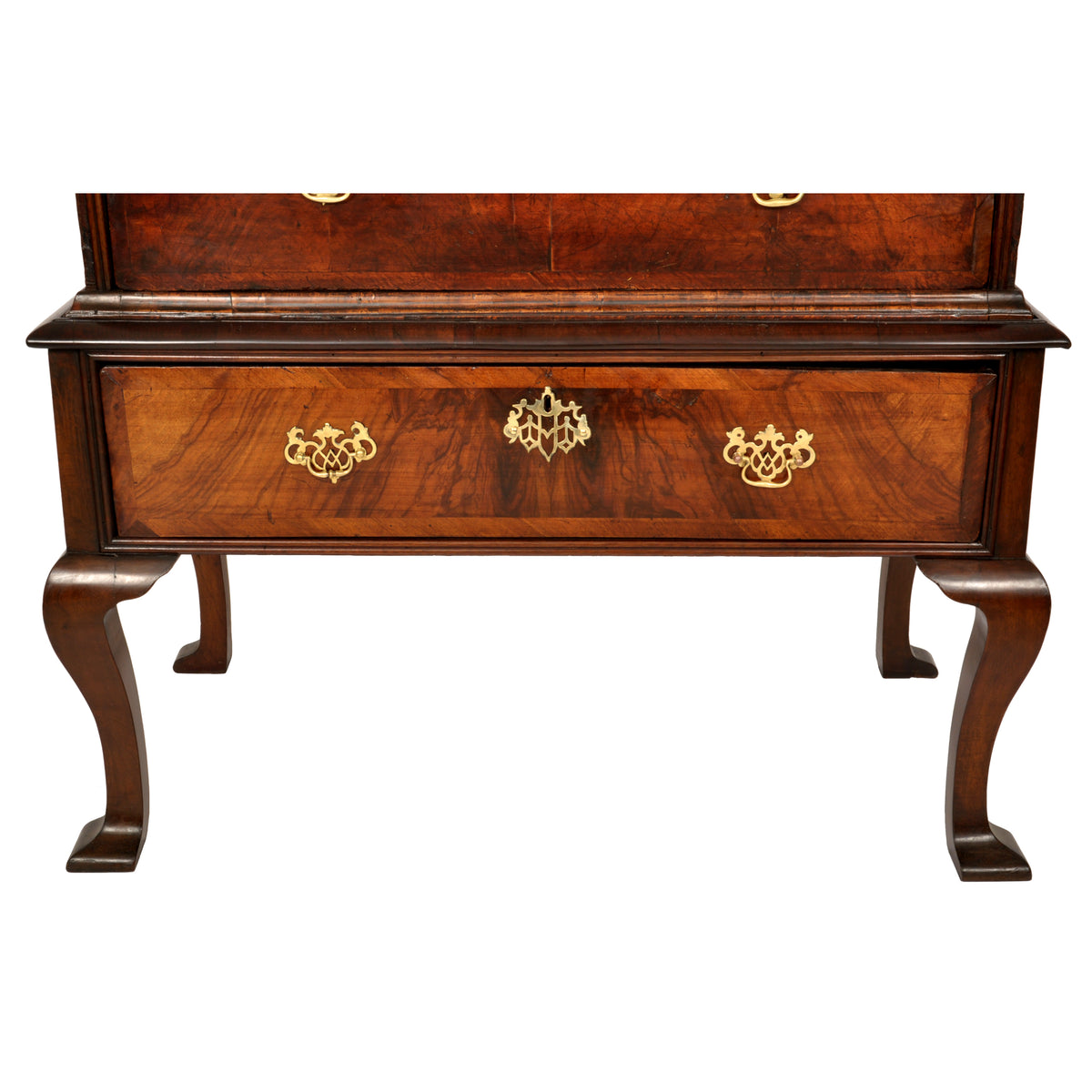 Antique Queen Anne George II Georgian Walnut Chest on Stand / Highboy, circa 1740