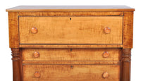 Antique American Empire 'Tiger Maple' Chest of Drawers/dresser, Pennsylvania circa 1840