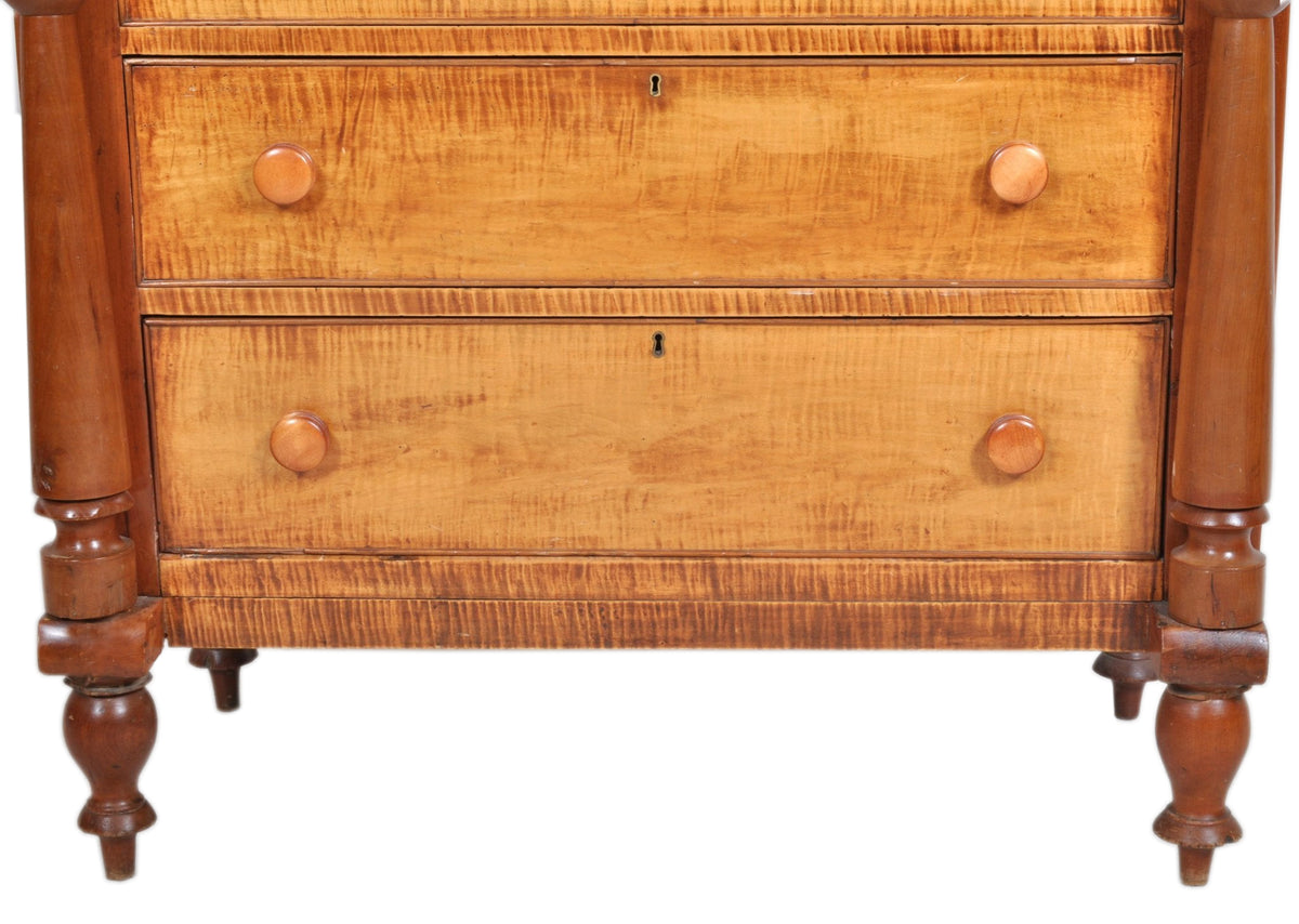 Antique American Empire 'Tiger Maple' Chest of Drawers/dresser, Pennsylvania circa 1840