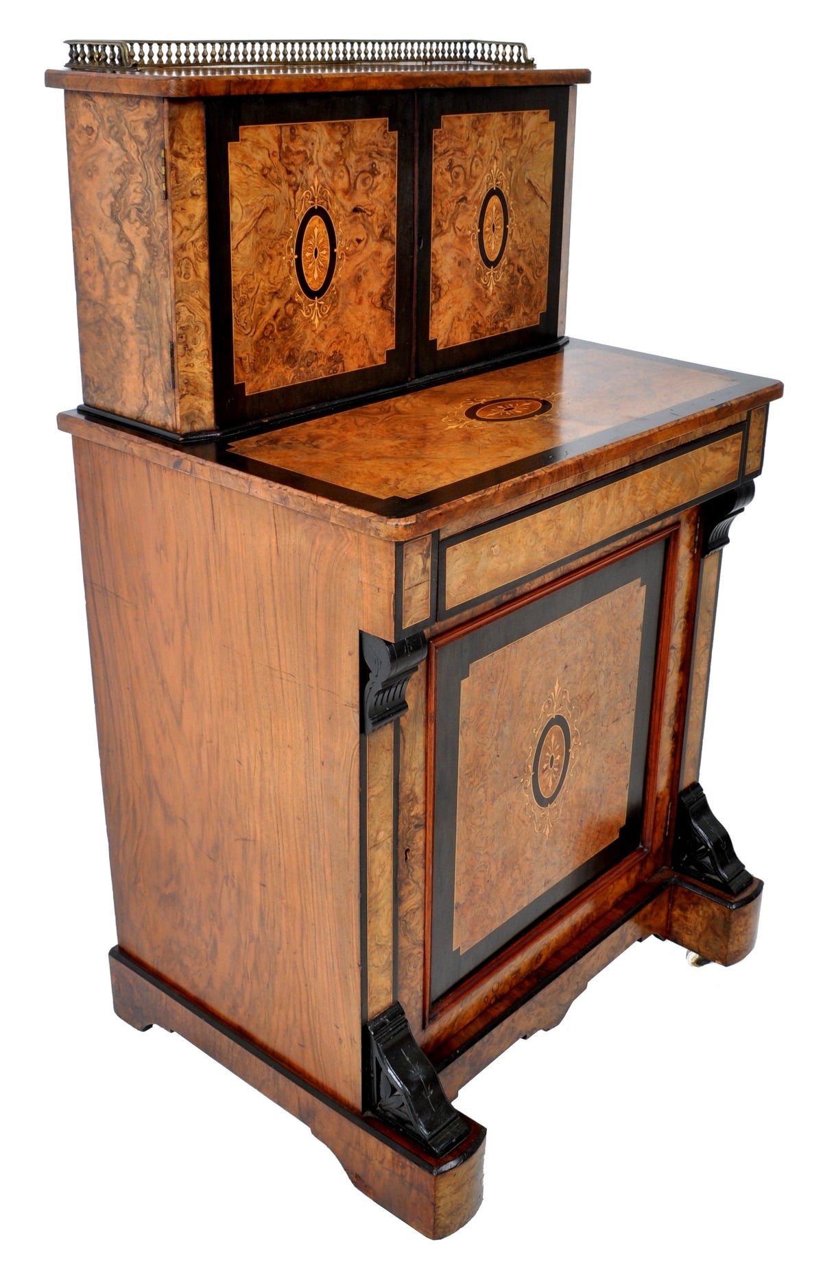 Antique Circassian Walnut Inlaid Aesthetic Movement Bonheur du Jour/Writing Desk, Circa 1880