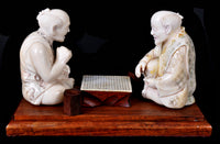 Antique Japanese Meiji Period Ivory Figural Group / Okimono, Go Players, circa 1890