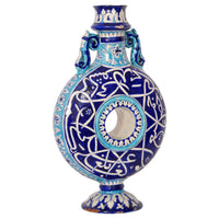 Pair Antique Indian Sindh Multan Islamic Caligraphy Pottery Moon Flasks 1850