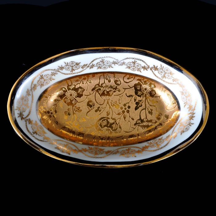 Antique Bavarian Porcelain Gilded Serving Sweetmeat Dish, Circa 1900