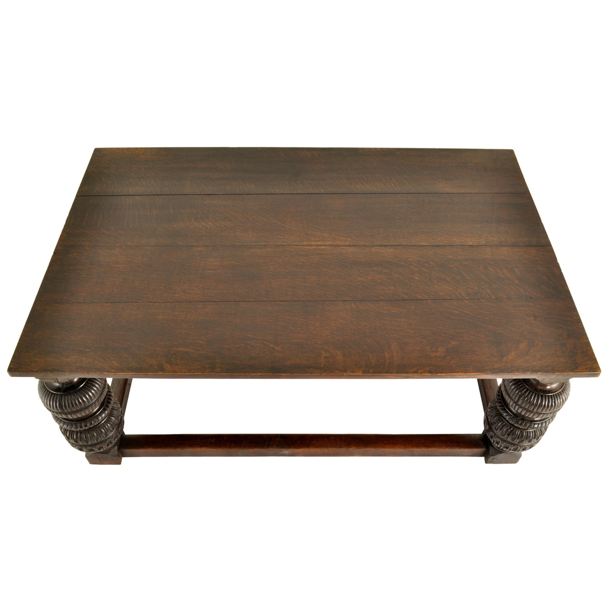 Antique Elizabethan Tudor Carved Oak Refectory Dining Console Serving Table, Circa 1580