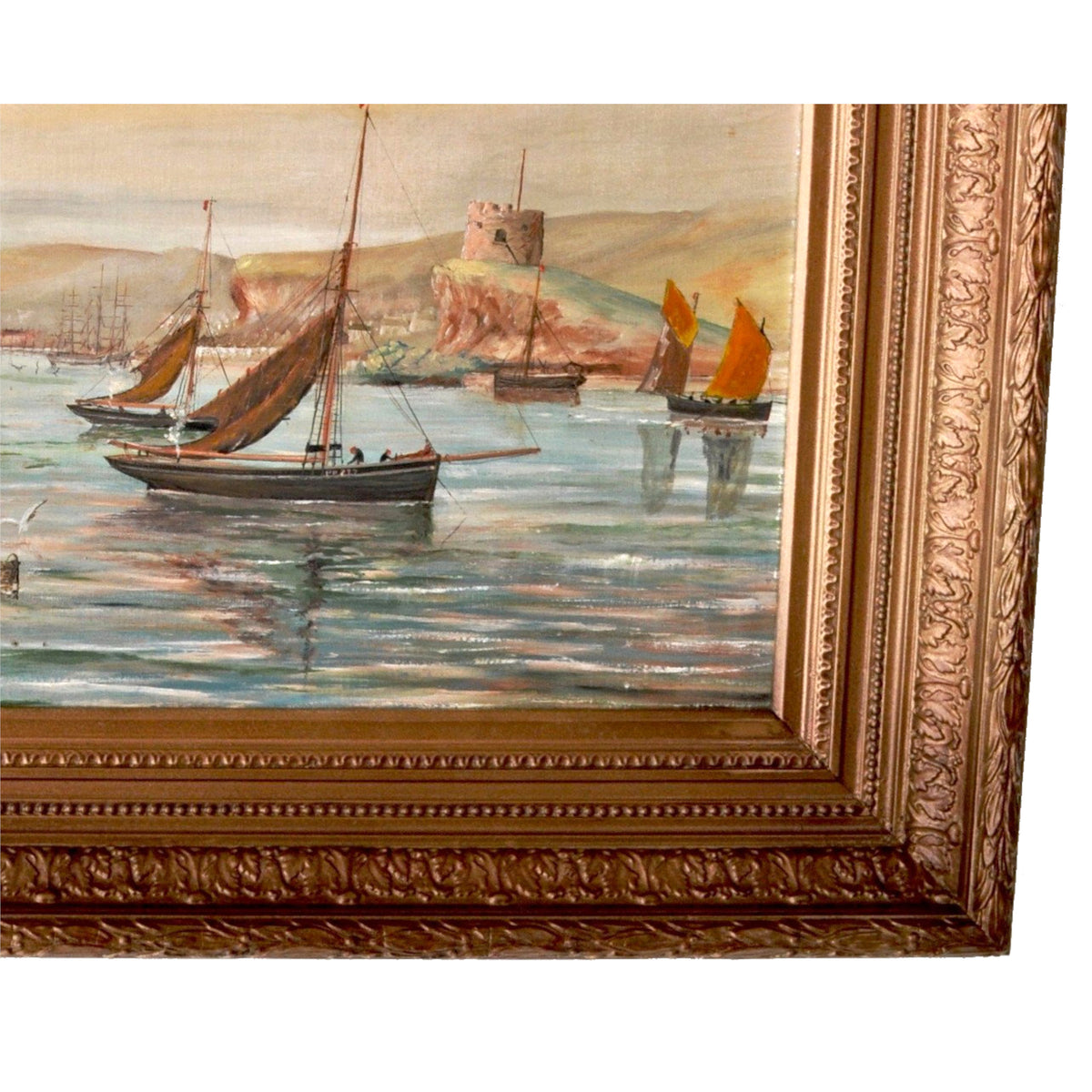 Large Antique Oil on Canvas Seascape Maritime Ships Painting William Turner Davey 1843