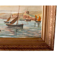 Large Antique Oil on Canvas Seascape Maritime Ships Painting William Turner Davey 1843