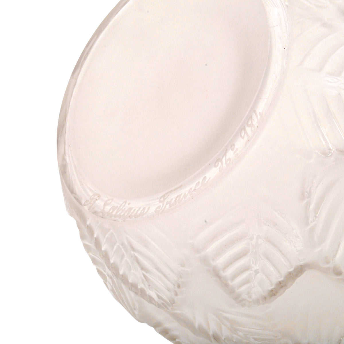 Antique French Art Deco Rene Lalique Clear Opalescent "Ormeaux" Glass Vase 1926