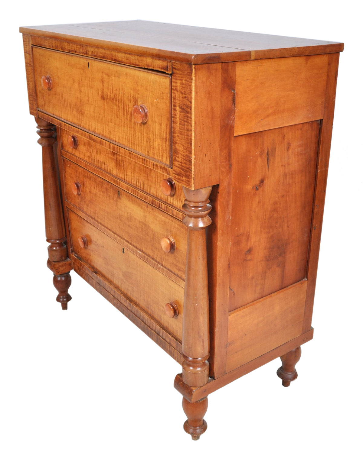 Antique American Empire 'Tiger Maple' Chest of Drawers/dresser, Pennsylvania circa 1840