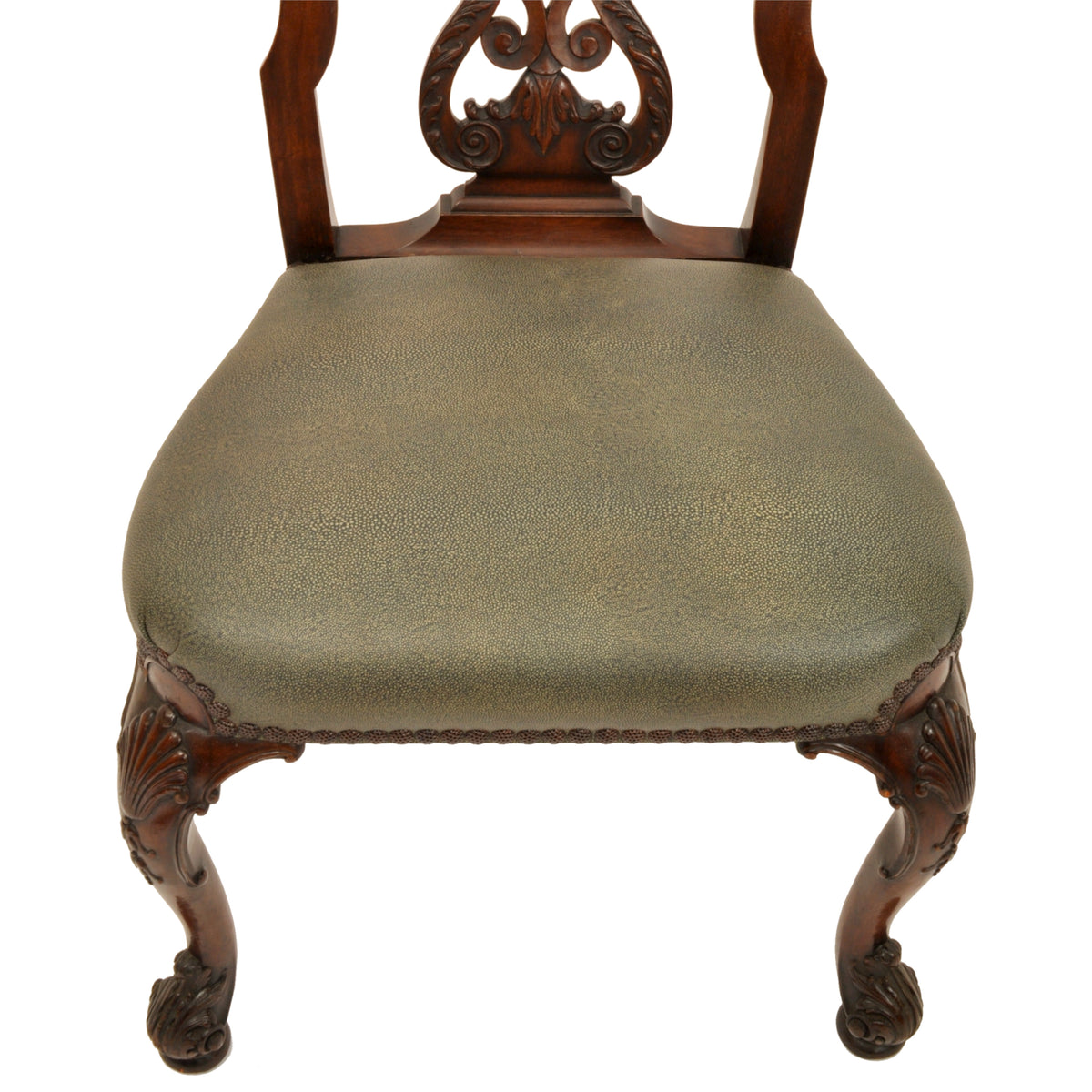 Pair of Antique 19th Century Carved Mahogany Georgian Chippendale Side Chairs, circa 1880