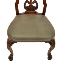 Pair of Antique 19th Century Carved Mahogany Georgian Chippendale Side Chairs, circa 1880