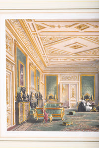 "The Green Drawing Room" Joseph Nash (1808-1878), Color Engraving Interior of Windor Castle, 1848