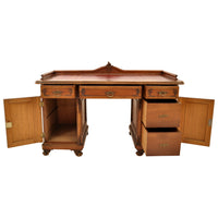 Antique 19th Century Austrian Carved Walnut Rococo Twin Pedestal Desk, circa 1880
