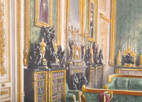 "The Green Drawing Room" Joseph Nash (1808-1878), Color Engraving Interior of Windor Castle, 1848